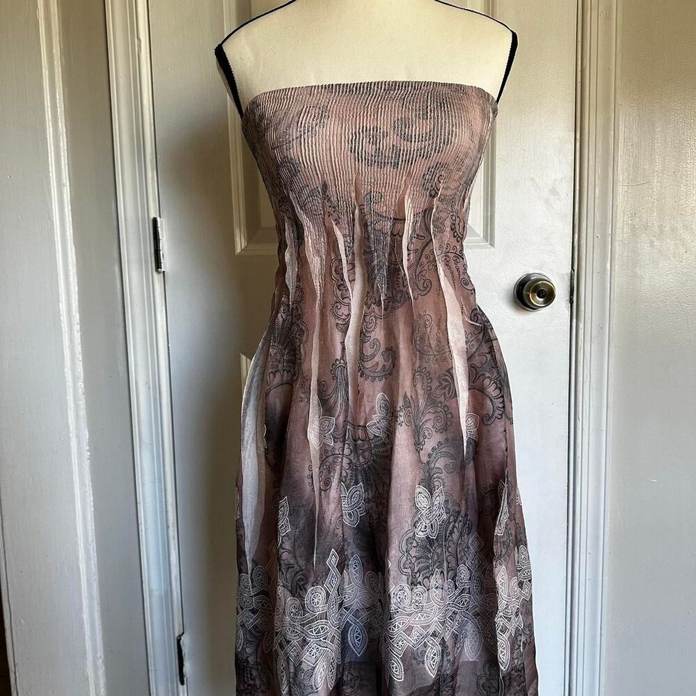 Anthropologie Women's Pink and Grey Dress